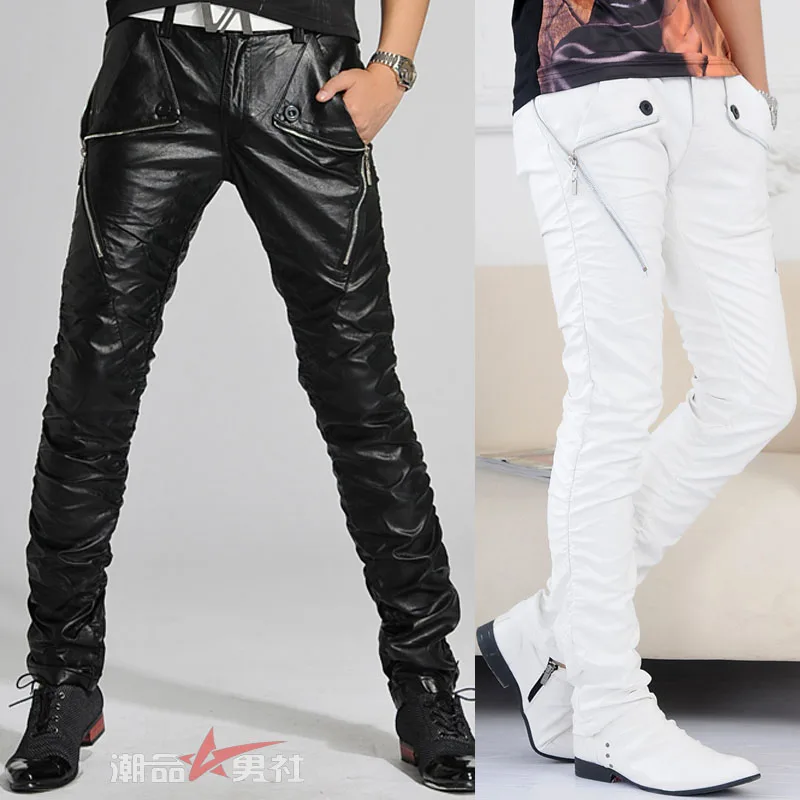 white leather pants mens