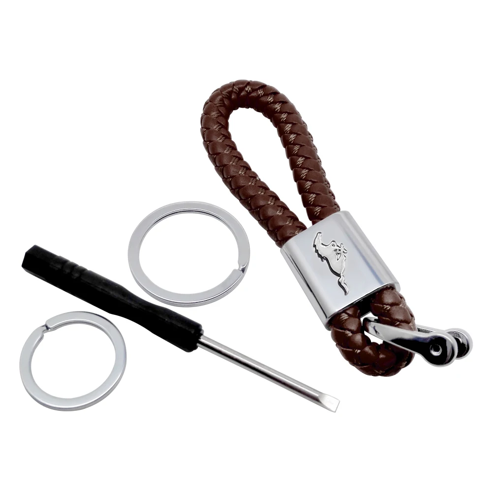 

Knitted Faux Leather Key Chain Rings 2 Circles Metal Emblem For Focus 2 MK2 Fiesta Ranger Mustang Horse Fusion Mondeo