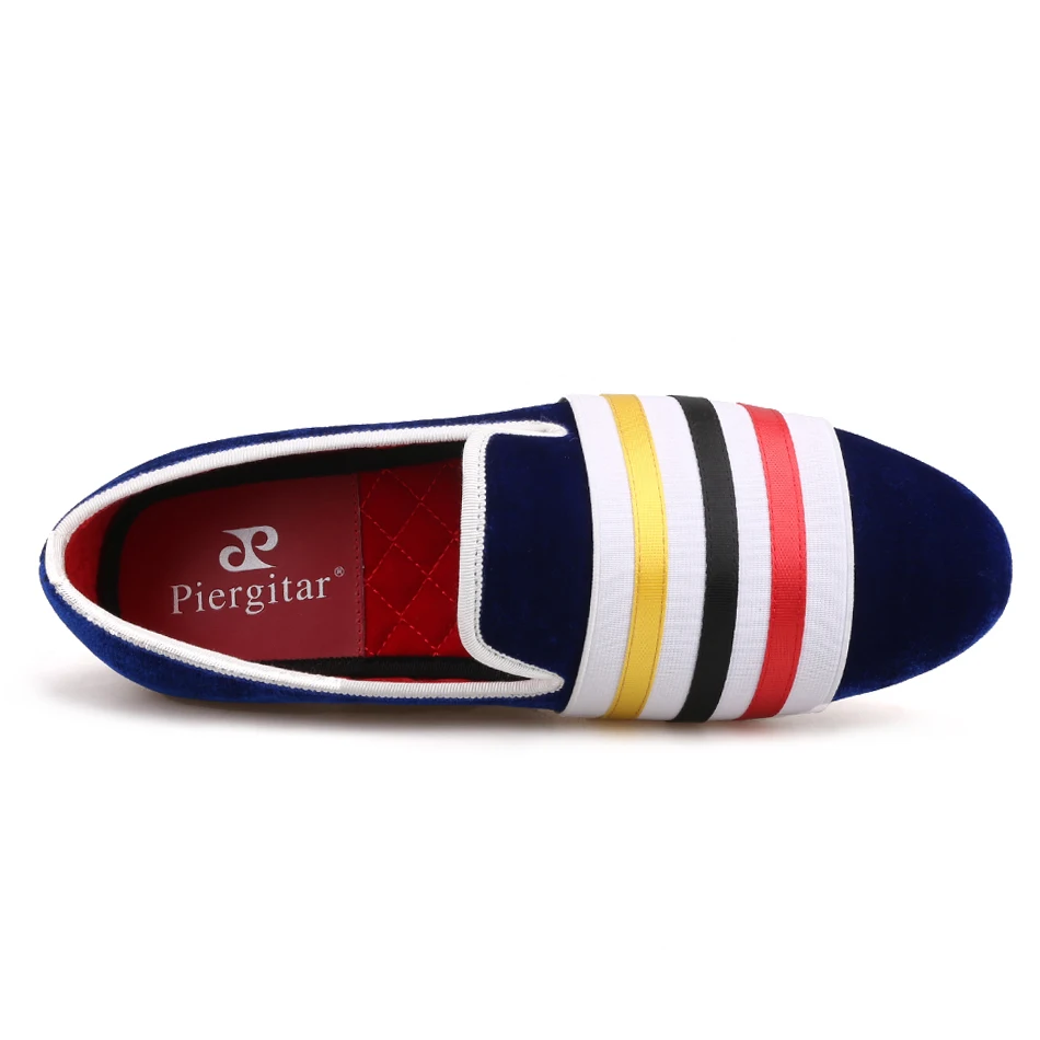 Piergitar Main Slip sur Parti Bleu Marque Hommes Chaussures L'usure Mocassins Robe rouge Casual 2018 Mariage De Velours TuwOkiXZP