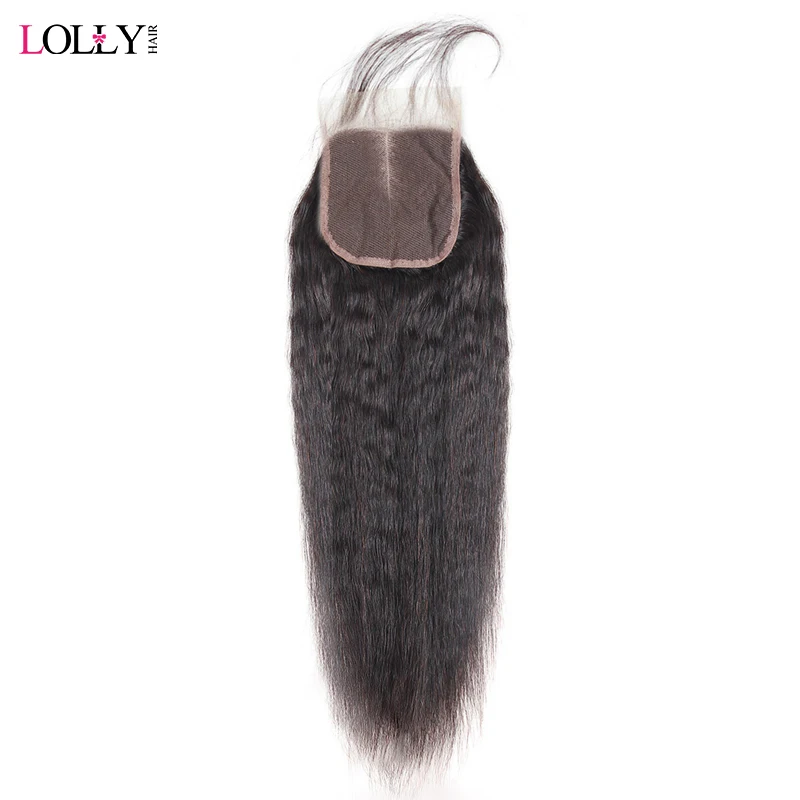 

Lolly Malaysian Yaki Straight Closure With Baby Hair 4x4 inch Swiss Lace Closure Non Remy Hair Weave Human Hair Closure 1 Piece