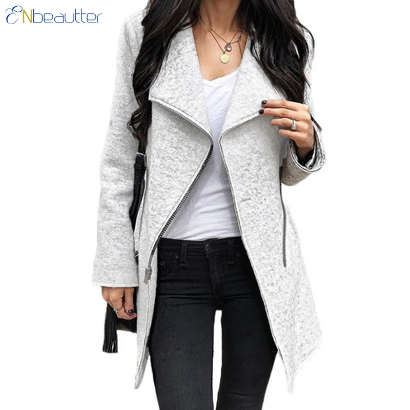 ENbeautter Autumn Winter Coat Women 2018 Zippers A...