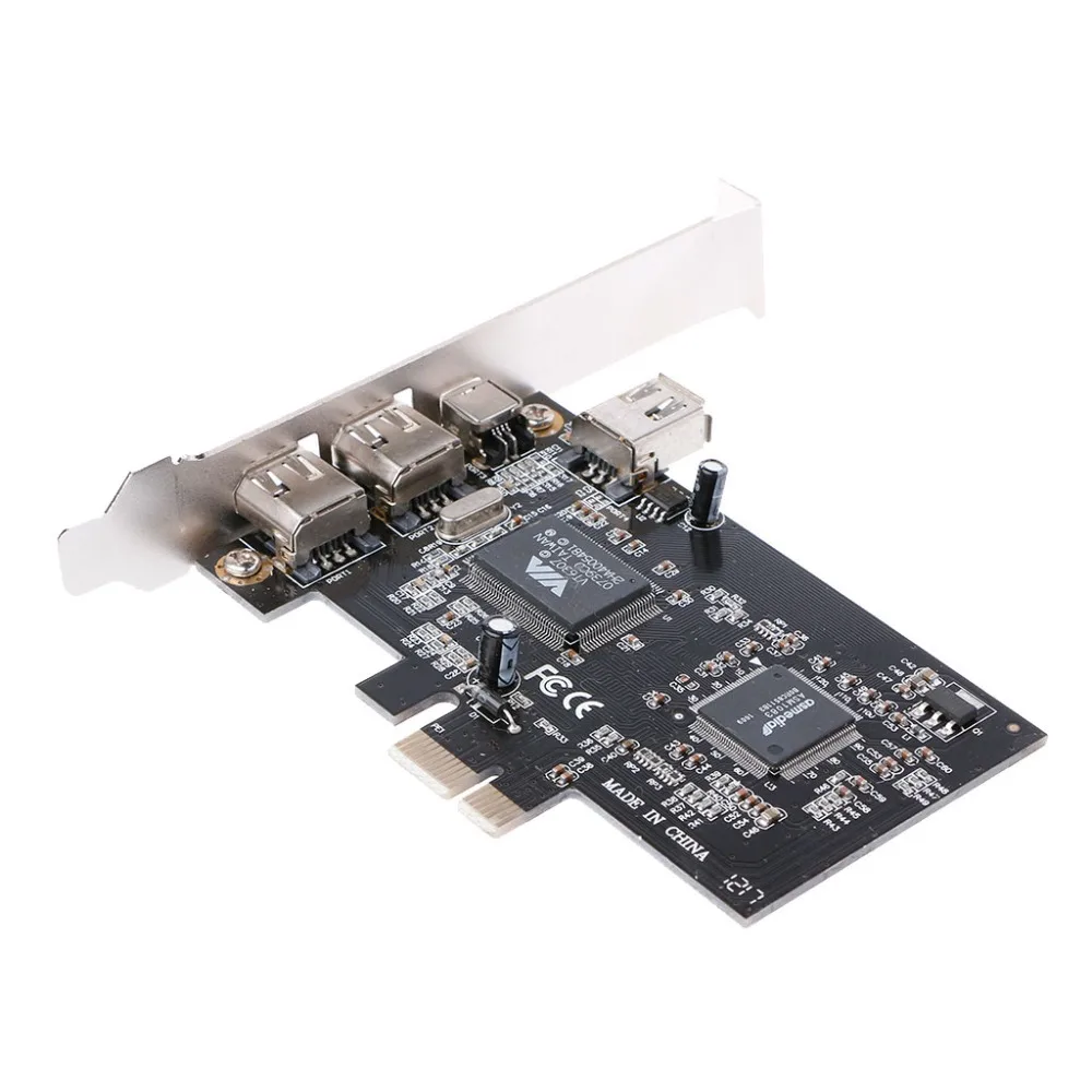 PCI-e 1X IEEE 1394A 4 Port(3+1) Firewire Card Adapter With 6 Pin To 4 Pin IEEE 1394 Cable 1 Set For Desktop PC
