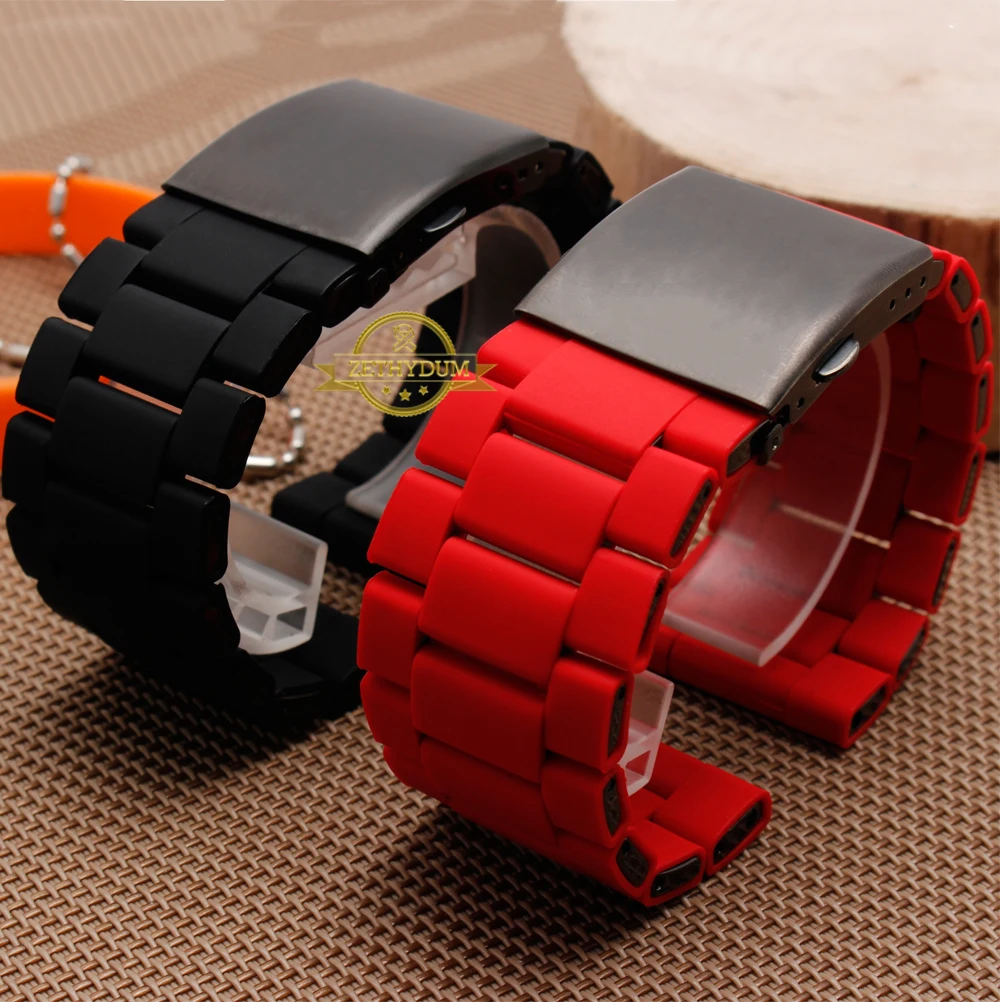 Waterproof silicone bracelet for diesel watch band 28mm DZ7396 DZ7370 DZ428 rubber and stainless steel watchband mens strap