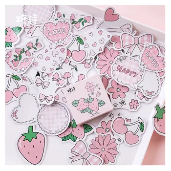 

45 Pcs/Set Pink Cherry Strawberry Decorative Sticker DIY Scrapbooking Stationery Planner Stickers