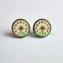 HZ4-00199 1pair Steampunk ear nail Victorian ear stud Clock tower Earrings watch jewelry Earrings glass Cabochon Earrings