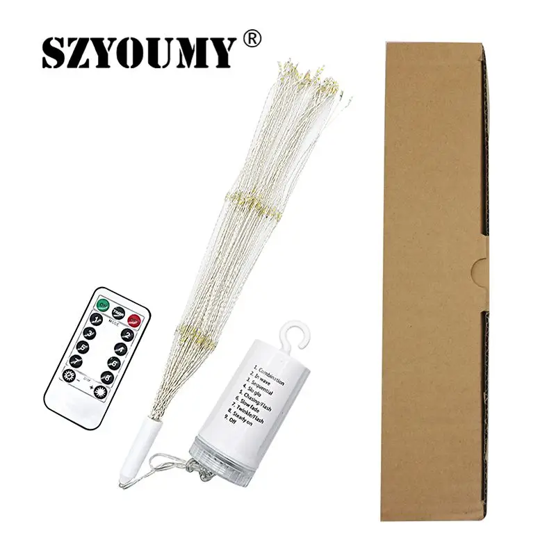 SZYOUMY 120/180 leds Firework LED String Light DIY Fold Bouquet Copper Wire Battery Xmas Wedding Party Fairy | Лампы и освещение