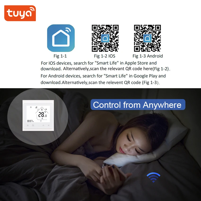 Wi Fi термостат с сенсорным ЖК дисплеем и подсветкой|Умная система управления