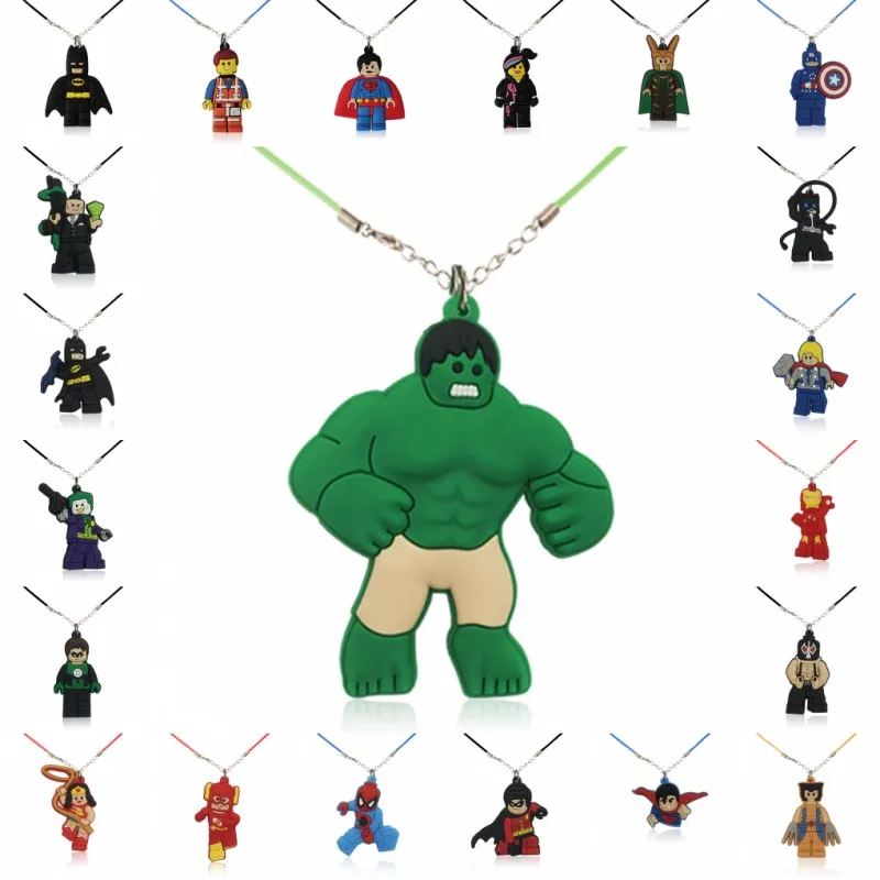 

1PCS PVC Necklace Cartoon Figure Super Hero Batman Hulk Chain Pendant Cute Minnie Charms Choker Fashion Jewelry
