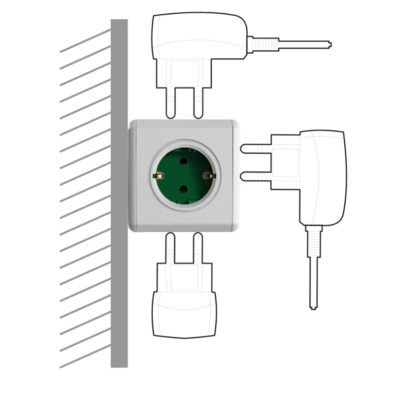 Allocacoc оригинальная электрическая розетка power Cube power strip EU Plug 16A 3680 Вт 5 розеток адаптер для путешествий удлинитель мульти вилка 1 шт