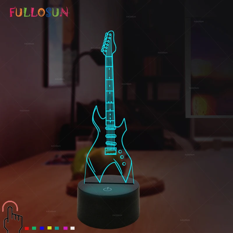 

FULLOSUN Electric Guitar Model LED 3D Illusion Light Multicolor USB & Battery Power Desk Lamp Baby Sleeping Light