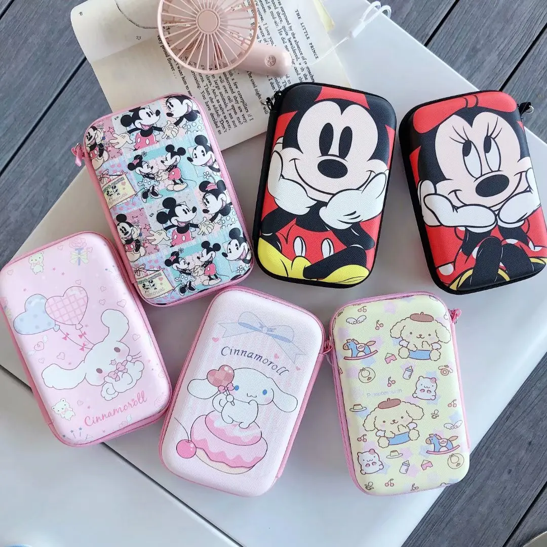 

Cartoon Mouse Zipper Headphone Case Portable Earbuds box PU Leather mobile power Bag Protective USB Cable Organizer Coin Purse