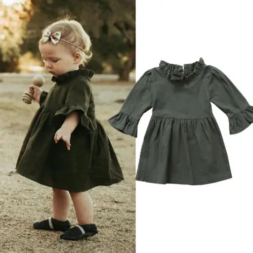 

Pudcoco Newborn Toddler Kid Baby Girls Casual Dress Summer Long Sleeve Ruffles Dress Party Princess Dress Baby Girls Clothing