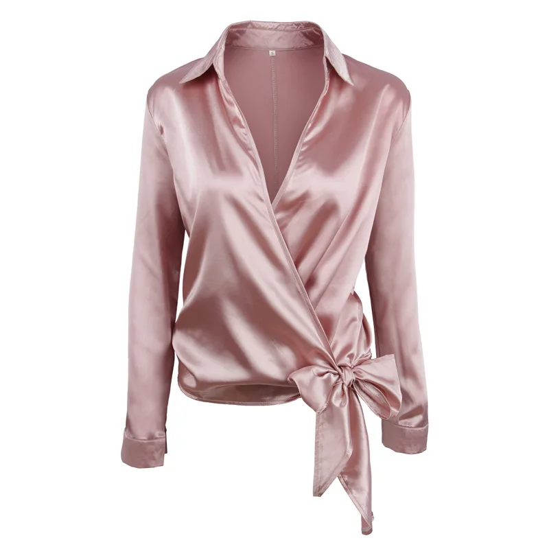 

Summer Dress Tie Short Shirt Female V-neck Sexy Long-sleeved Shirt