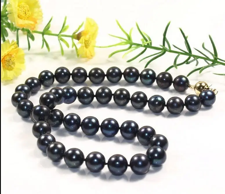 

2016 NEW HOT HUGE 10-11mm ++ Tahitian Black Pearls Necklace 18'' BOX r