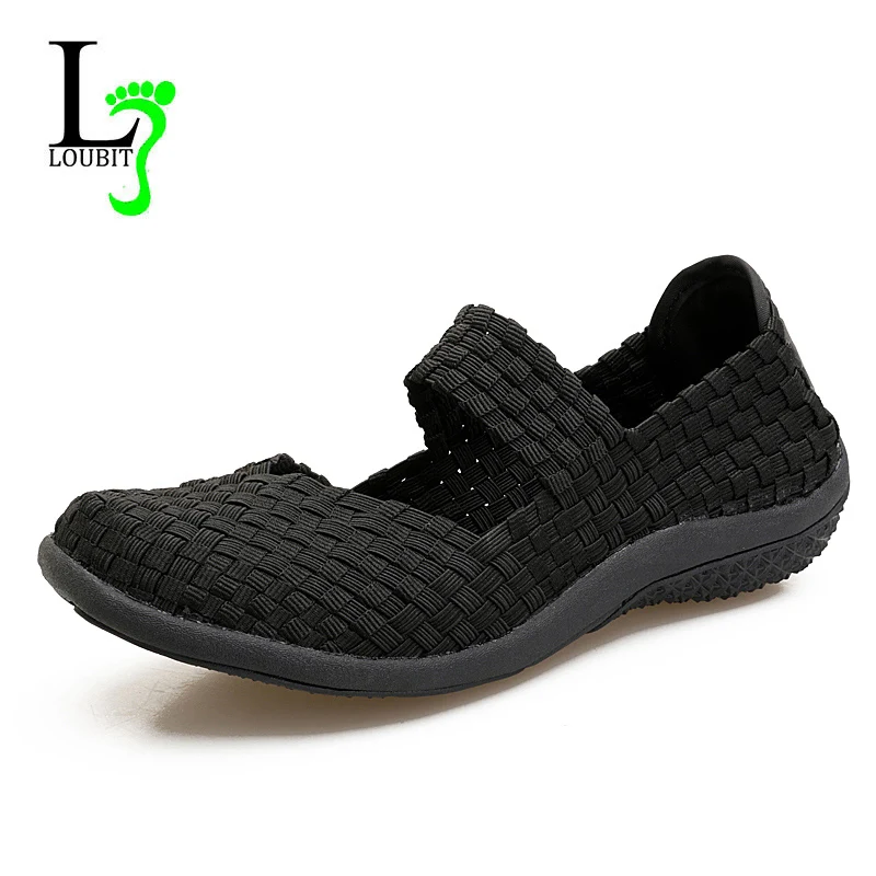 Women Shoes Summer Flats Sneakers Slip On Fashion Woven Breathable Loafers Casual Plus Size 42