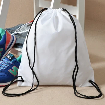 

School Drawstring Book Bag PE Shoe Backpack-white