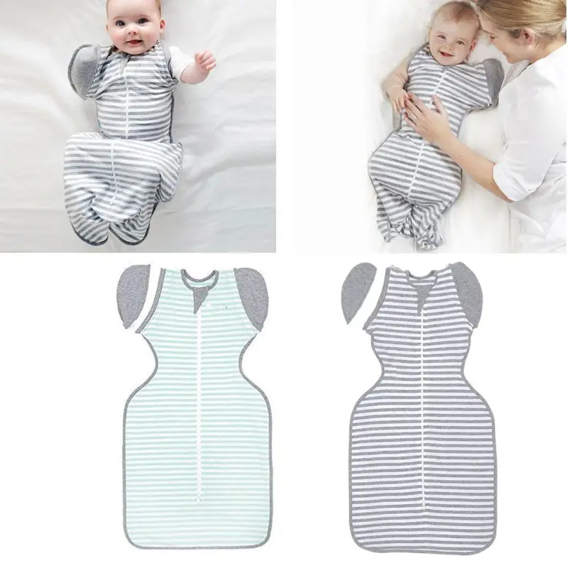 

Newborn Infant Boy Girl Sleeping Bag Baby Striped Blanket Sleeping Wrap Zipper Swaddle Autumn Cotton Baby Sleeping Bag 3-12m