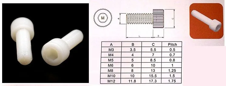 M6 M8* 50 60 80 нейлоновые болты с круглой головкой внутренний Hesagon kurne светодиодный Белый пластиковый винт метрический изоляционный светодиодная световая игрушка DIY