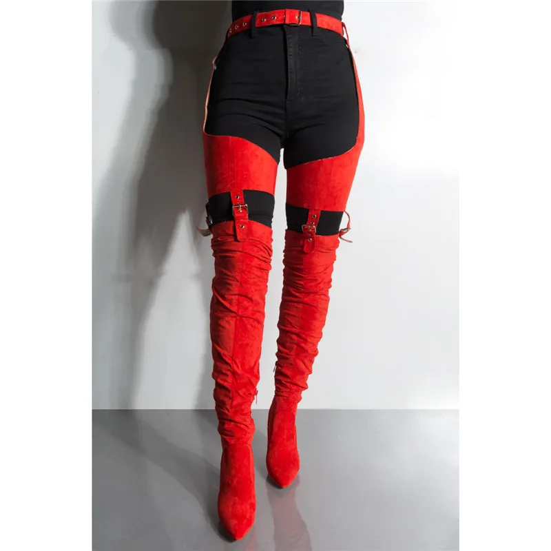 azalea wang belted thigh high boots