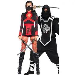Хэллоуин костюм ниндзя пара маскарадный костюм для вечеринки костюмы на Хэллоуин для женщин взрослых мужчин ниндзя самура костюм ассасина