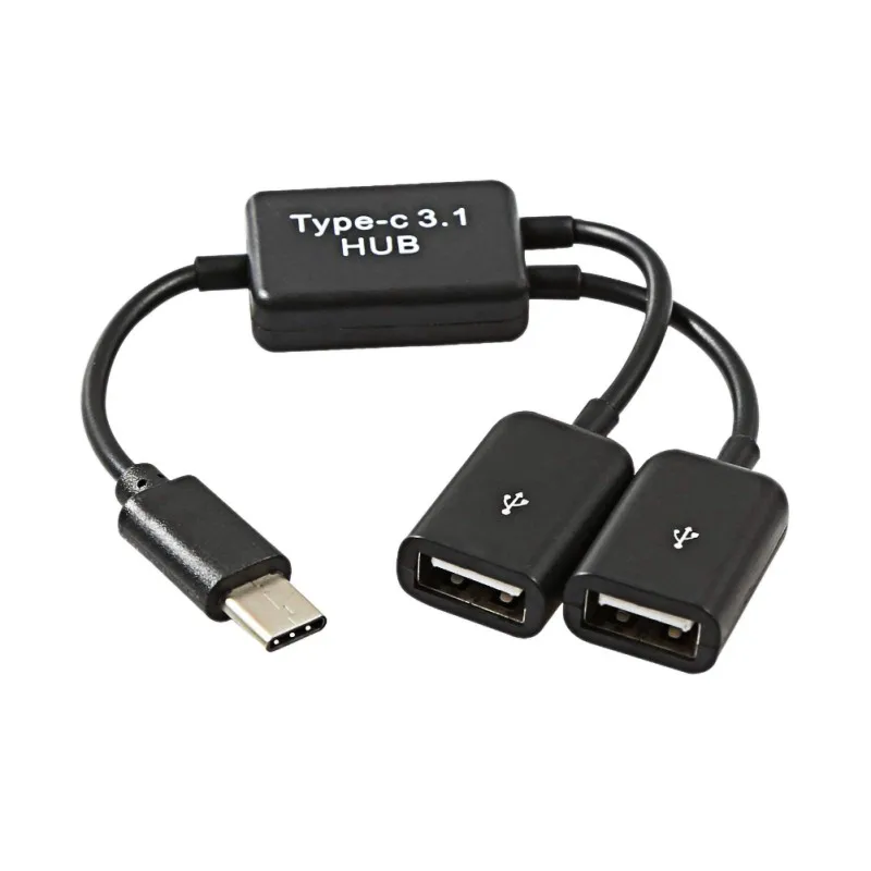 Micro USB/type C до 2 OTG двухпортовый концентратор кабель Y сплиттер Micro-usb type-C адаптер конвертер для планшета Android Мышь Клавиатура - Цвет: Черный