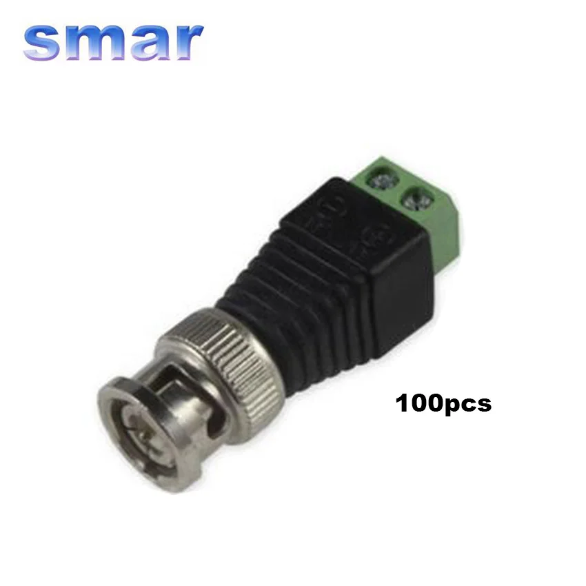 Smar 100pcs BNC Adapter Cat5 to BNC Male Connector Coax for CCTV Camera