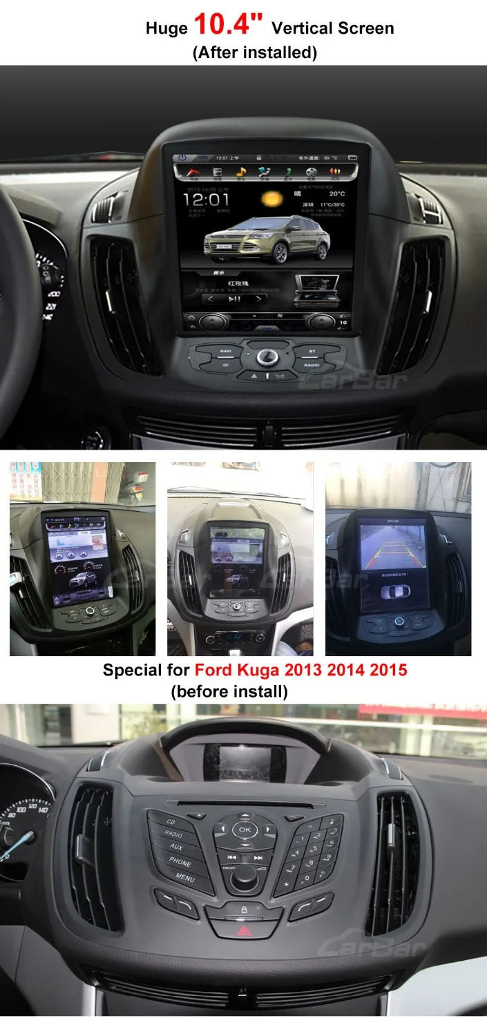 Discount 10.4" Vertical Huge Screen 1024*768 Android Car DVD GPS Navigation Radio Player for Ford Kuga 2013 2014 2015 RAM 2GB Quad Core 1