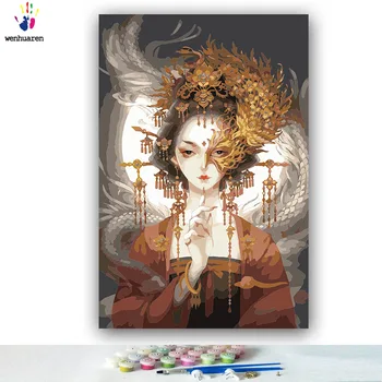

diy painting by numbers figure ancient Chinese goddess Dragon and phoenix pictures paint by numbers with kits tools for adults