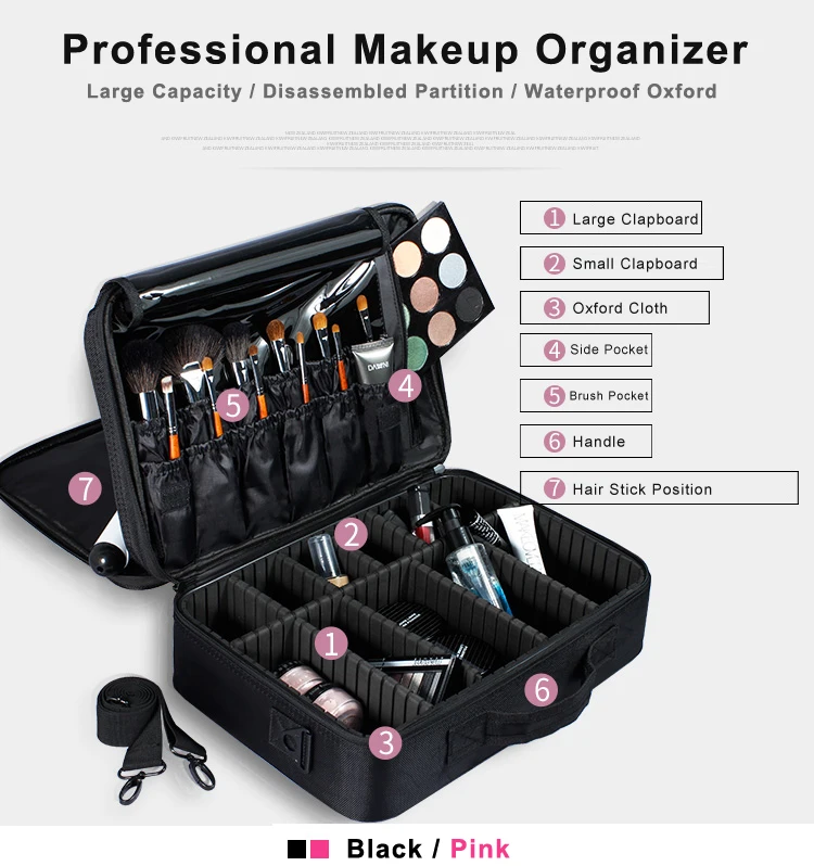 Women High Quality Professional Makeup Organizer Bolso Mujer Women High Quality Professional Makeup Organizer Bolso Mujer Cosmetic Case Large Capacity Storage Bag Free Disassembly Suitcases In Bags Cases