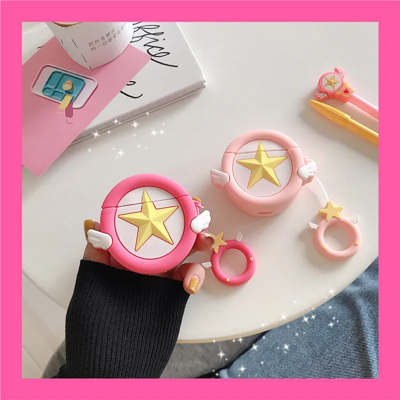 

For AirPods Case Cute Cartoon Protective Cover Wireless Earphone Case For Air pods 2 Headphone case with Finger Ring Strap cover