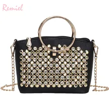 Европейская мода, женская сумка-тоут, новинка, качественная женская дизайнерская сумка из искусственной кожи, сумка на плечо с заклепками и бриллиантами