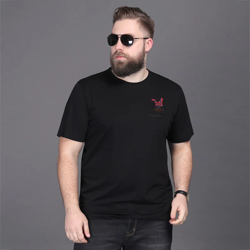 

Plus Size Summer Men Short sleeve Cotton T-shirt Black Casual Men's Printed High Quality Men's Tee Shirts Man Clothes 7XL