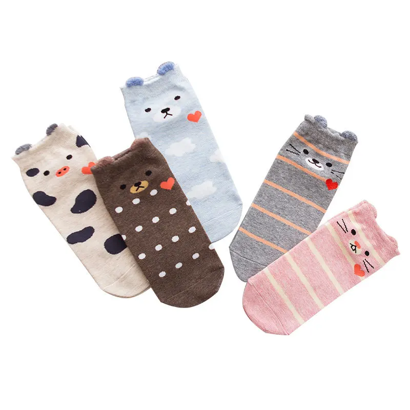 5 пар/лот, новые модные женские Носки с рисунком, корейские носки с котом, цветные носки, повседневные хлопковые носки harajuku happy socks for christmas - Цвет: SMT-25-2