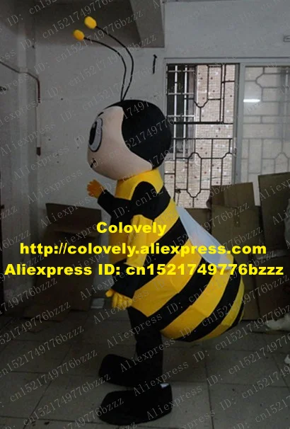 Vivid Black Yellow Bee Mascot Costume Mascotte Apidae Wasp Hornet Honeybee Adult With Long Tentacles Big Eyes No.3510 Free Ship |