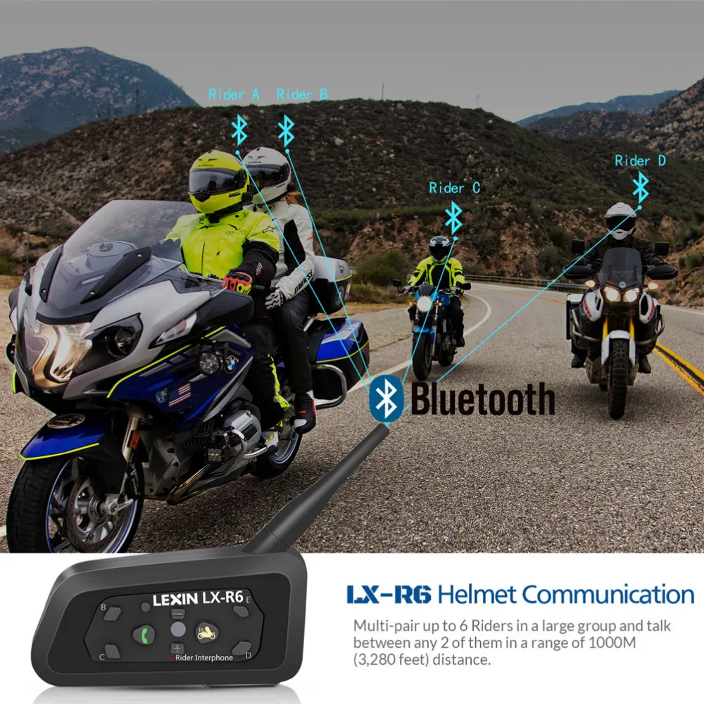 LEXIN 3 шт 1200 м Мотоциклетный Bluetooth шлем домофон для 6 всадников BT беспроводной водонепроницаемый переговорные гарнитуры рация с GPS