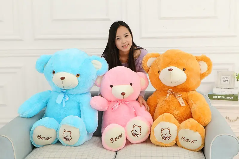 Мультяшная подушка синий/розовый/коричневый 60-120 см милый цветной медведь плюшевые игрушки плюшевый медведь кукла мягкие плюшевые