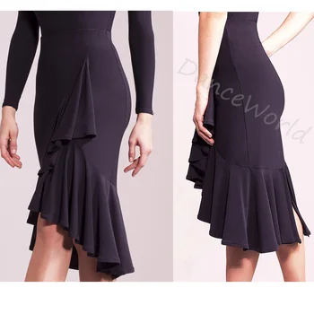 

sexy new hip pleated leaf split dance hypotenuse skirt Latin Ballroom Dance Practice skirts for women