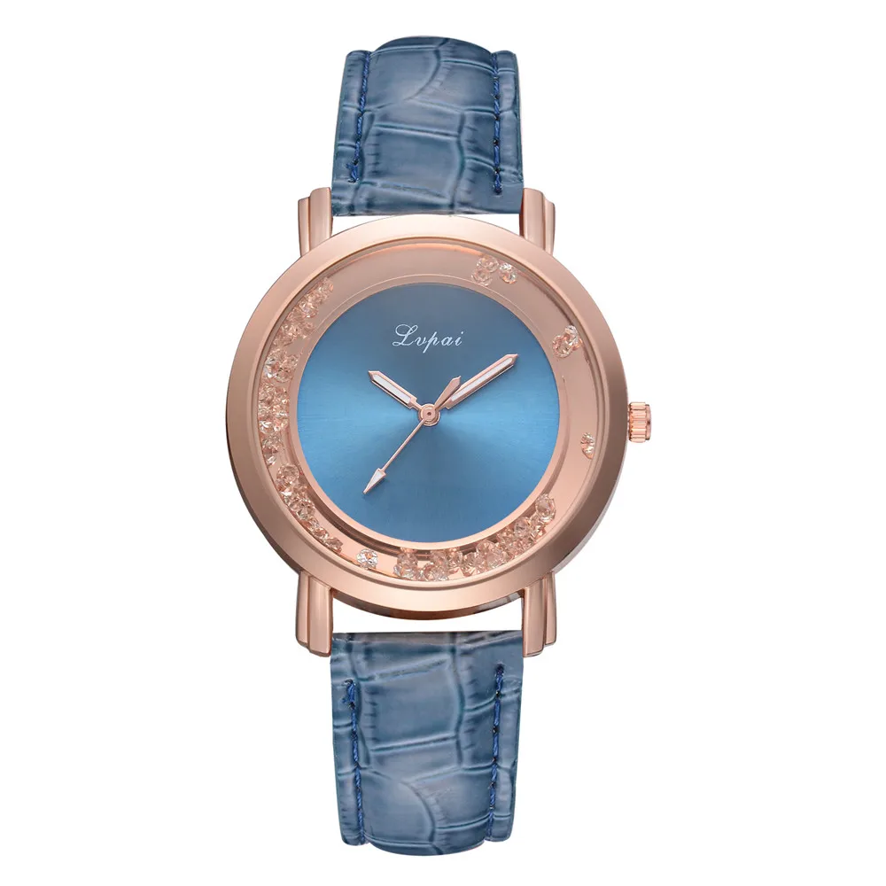 Lvpai, синие кварцевые наручные часы для женщин, модные и повседневные круглые часы, pu кожаный ремешок, женские простые часы, Прямая поставка, SE0805 - Цвет: B