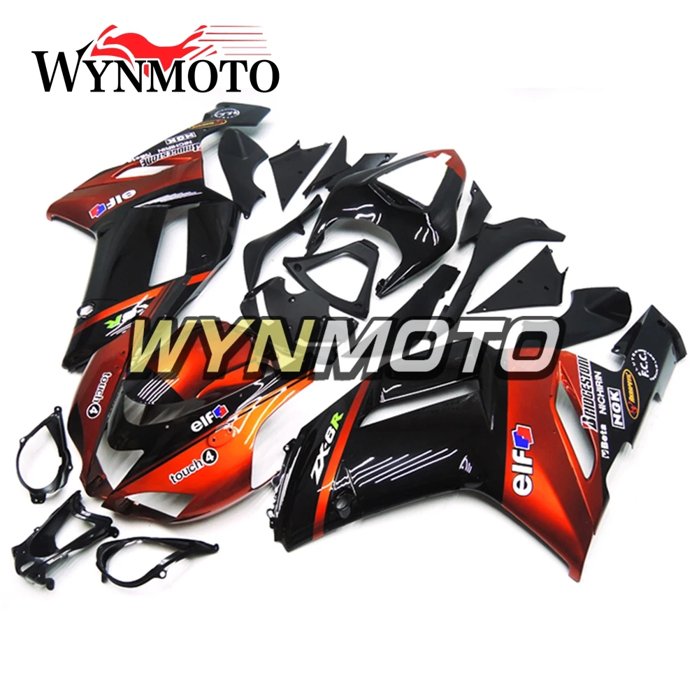 

Complete Fairings For Kawasaki ZX-6R 07-08 ZX6R 2007-2008 Year Injection ABS Plastics Body Kit Motorcycle Gloss Oranege Black