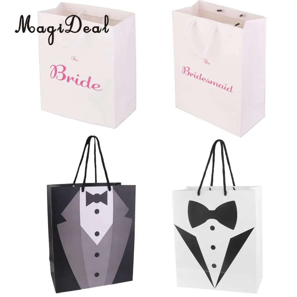 4pcs Novelty Bride Bridesmaid Printed Groom Tuxedo Pattern Present