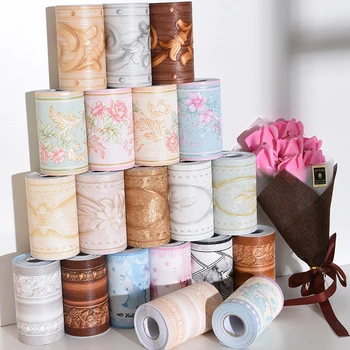 

Waist line wall stickers kitchen bathroom toilet tiles decals waterproof self adhesive PVC wallpaper border room floral stickers