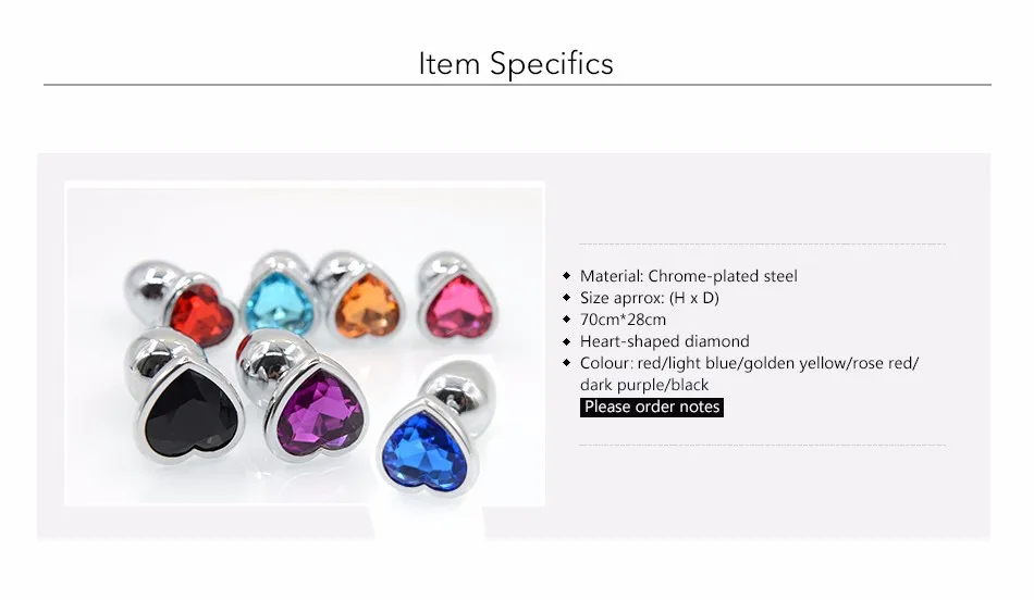 AuReve Hot Sale Smooth Steel Anal Plug Pretty Crystal Heart Shaped Jewelry Metal Butt Plug Sex Toys For Men Women Free Shipping 3