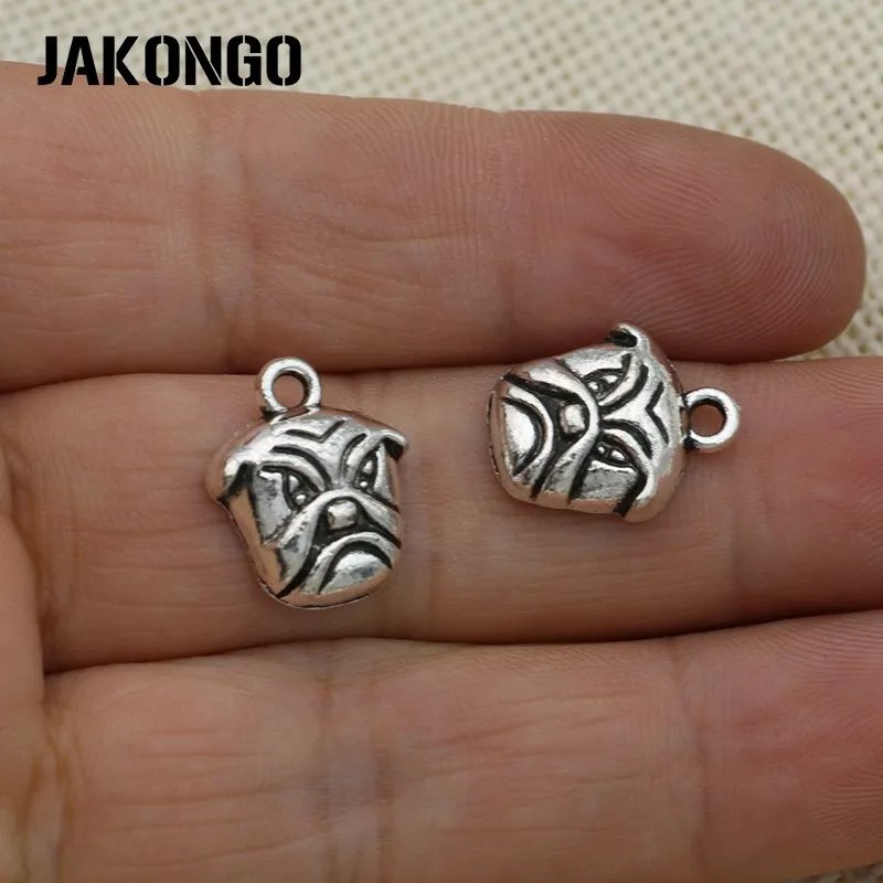 JAKONGO Античная Посеребренная голова собаки подвески кулон для изготовления