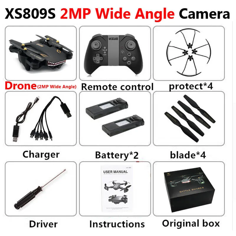 VISUO XS809S Профессиональный складной Дрон с камерой 2MP HD WiFi FPV селфи широкоугольный Радиоуправляемый квадрокоптер Вертолет игрушка для мальчика VS XS816 - Цвет: Wide Angle 2MP 2B B