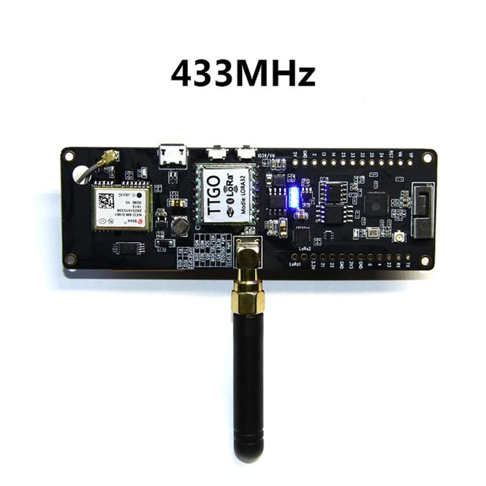 TTGO t-луч ESP32 433/868/915 МГц WiFi беспроводной bluetooth модуль ESP-32 gps NEO-6M SMA LORA 32 18650 Держатель батареи - Цвет: 433MHz