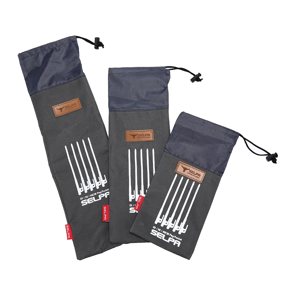 3Sizes Outdoor Camping Wind Rope Tent Pegs Nail Storage Bag Tent