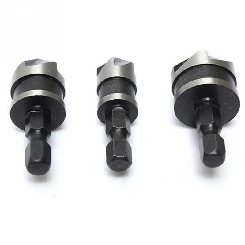 

3pcs/bag Hexagonal Shank Carbon Steel Hex Countersink Set for Wood Metal Quick Change Drill Bit Tools