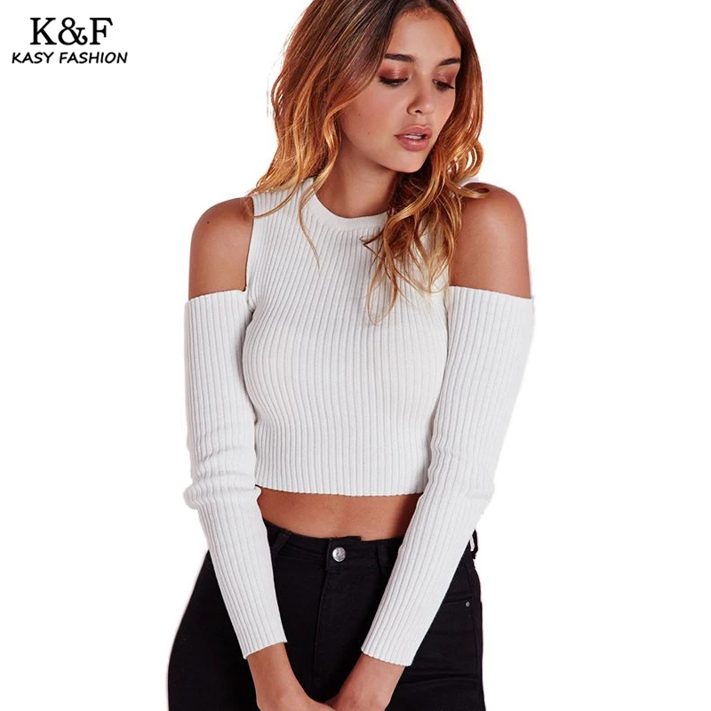 Casual Cold Shoulder Sweaters 2018 Autumn Winter Style