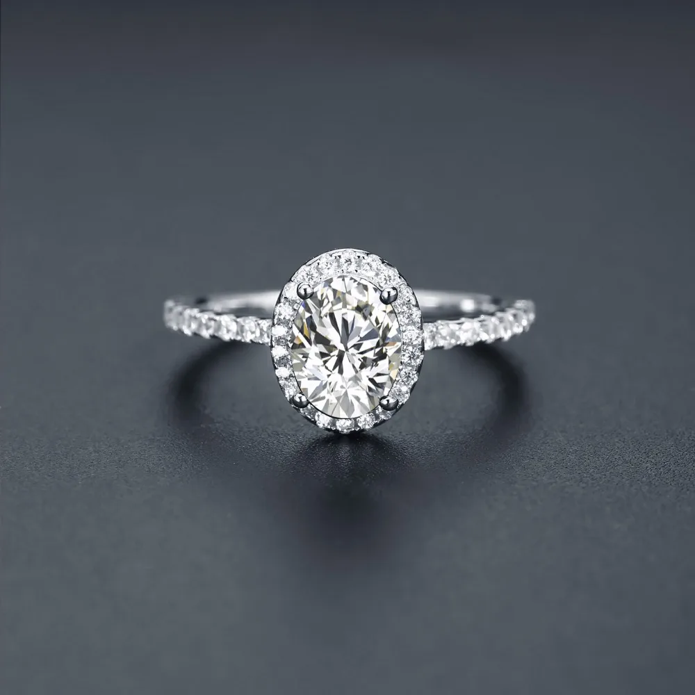 Gem's Ballet, классическое, 1.57Ct, Овальный натуральный кубический цирконий, обручальное кольцо, 925 пробы, серебро, простое кольцо для женщин, подарок, хорошее ювелирное изделие