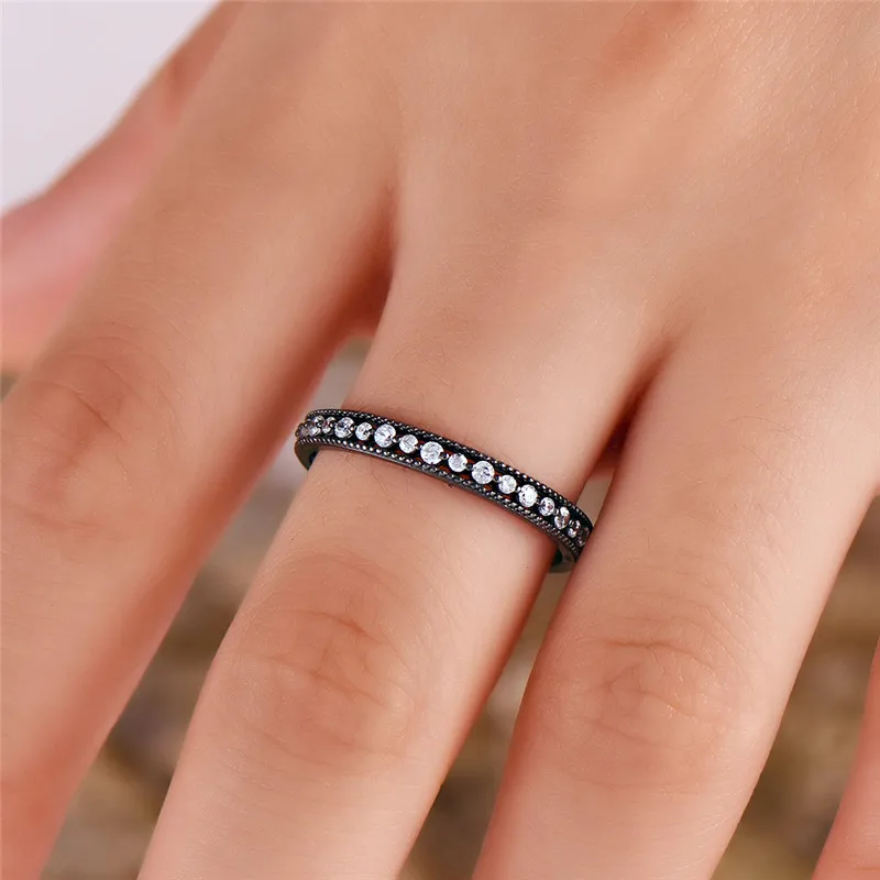 Cute Female Small Zircon Stone Ring Real 925 Sterling Silver Ring Promise Love Engagement Rings For Women